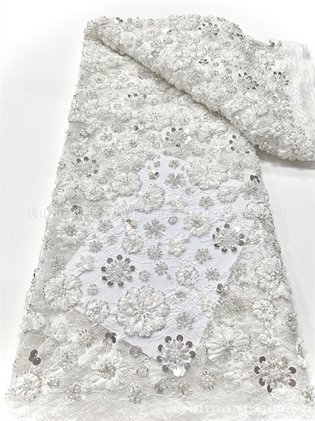 Moda Gao Ding pequeña fresca ins viento flor disco tela de vestido de diseño nicho tela de encaje de perlas image 7