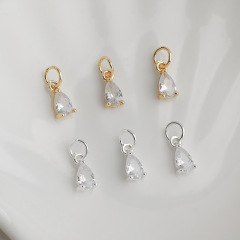 14k包金保色帯輪ジルコン水滴小ペンダント手ネックレスペンダント耳飾り流蘇diyアクセサリー部品