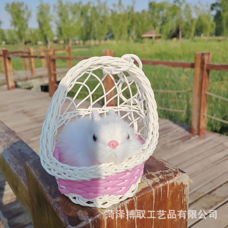 핑크색 매달린 바구니 토끼