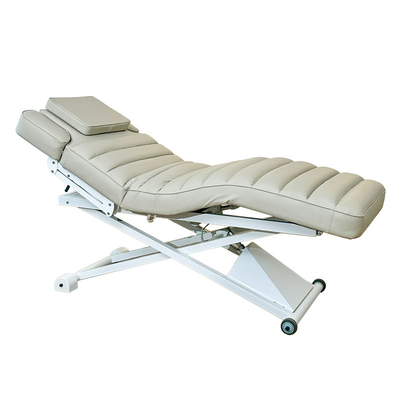 Cama de belleza eléctrica con agujero de respiración elevación control de pie ajuste de altura con masaje SPA doble reposabrazos calefacción de la superficie de la cama