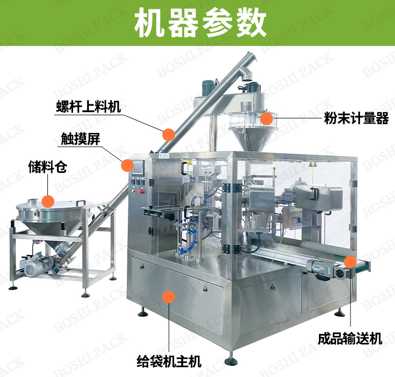 绿色粉末给袋机机器参数展示