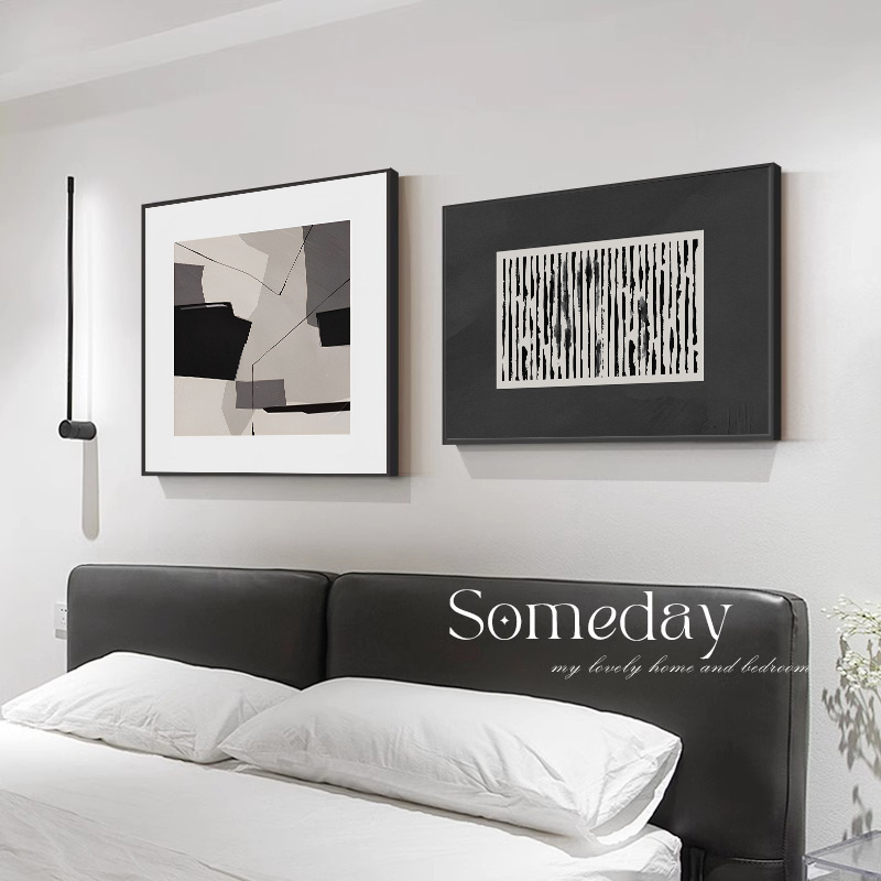Minimalist Black and White Modern Bedroom Bedside Decoration Painting Restaurant Simple Hanging Painting Abstract Art Living Room Background Wall Painting