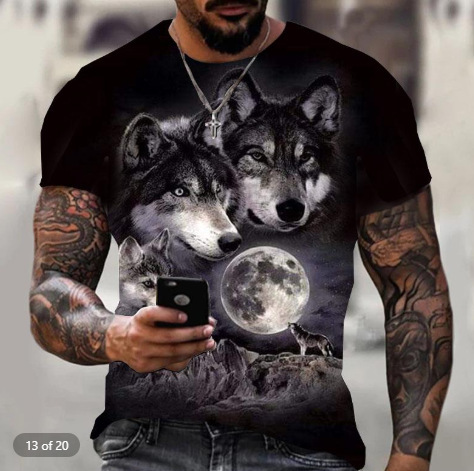 Primavera comercio exterior transfronterizo nuevos hombres europeos y americanos ocio deportes moda 3D degradado manga corta cuello redondo camiseta hombres