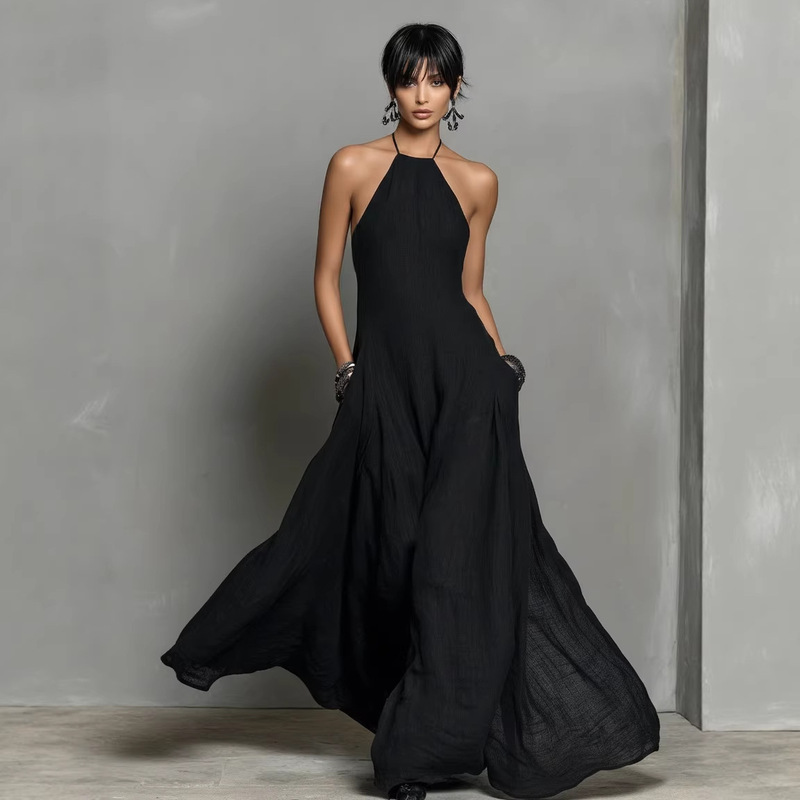 In-Stock 2026 New Model Independent Brand European and American Cross-Border Women's Dress, Backless Sleeveless Long Vacation-Style Dress In-Stock 2026 New Model Independent Brand European and American Cross-Border Women's Dress, Backless Sleeveless Long Vacation-Style Dress
