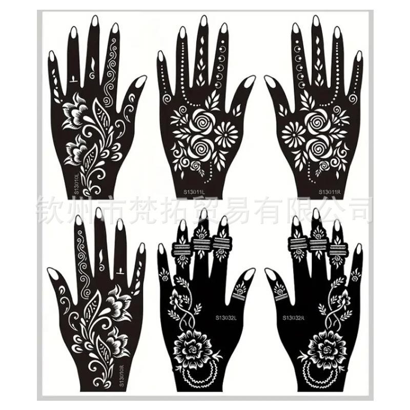 Overseas Cross-border Hands Back Henna Tattoo Template Spray Painted Graffiti Hollow Palm Template Design Sticker suit