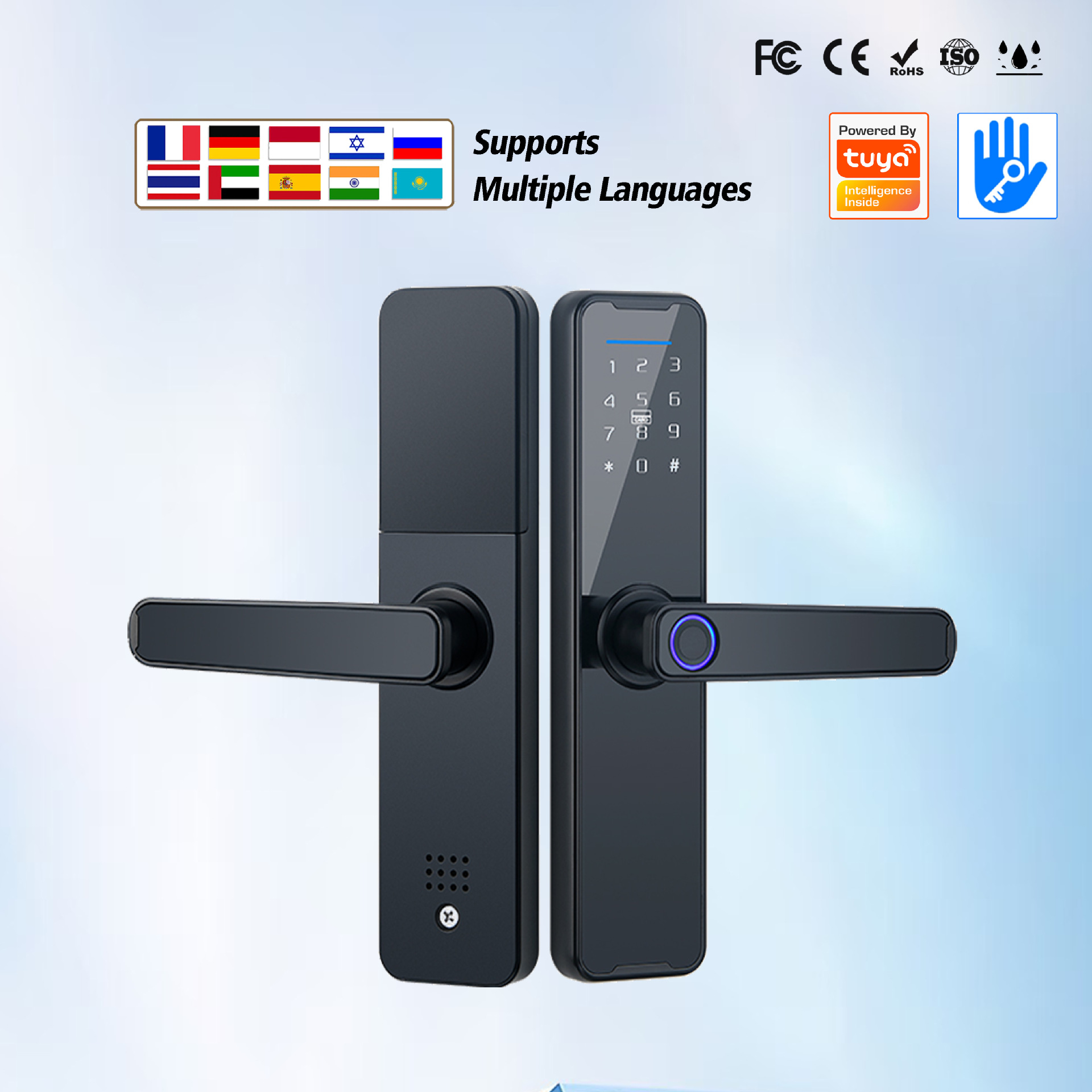 半自动指纹锁物联网远程开门电子锁免打孔涂鸦联动智能家居密码锁