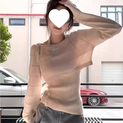韩系chic春秋穿搭两件套修身挂脖背心套装针织衫镂空毛衣别致上衣