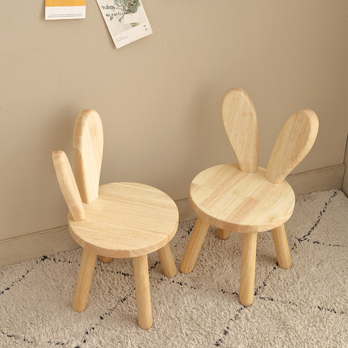 Solid wood stool, home shoe changing stool, children's backrest small chair, wooden bench, square stool, coffee table, rabbit ear small stool
