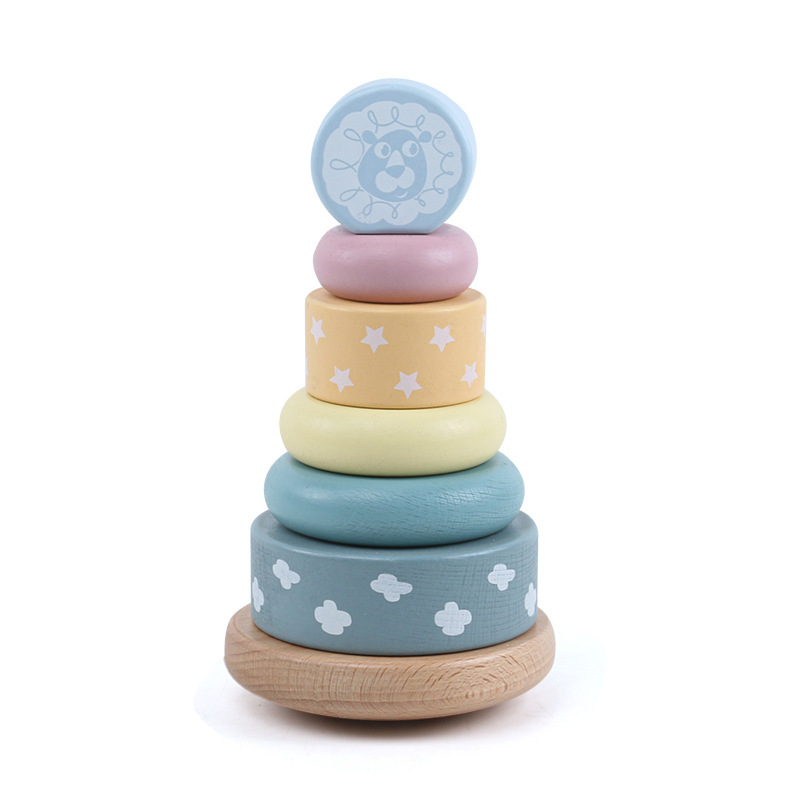 Macaron de madera para niños, vaso de color, arco iris, torre de Hannover ensamblada, integración sensorial, entrenamiento sensorial, juguetes de desarrollo de educación temprana