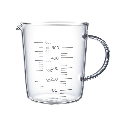BG54霜山透明玻璃量杯带刻度500毫升热牛奶杯微波炉可加热耐高温