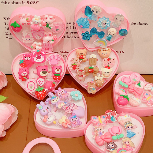 Children's Ring Girls Cute Cartoon Princess Accessory Set for Baby Girls Strawberry Bear Ring Gift Box Little Girl