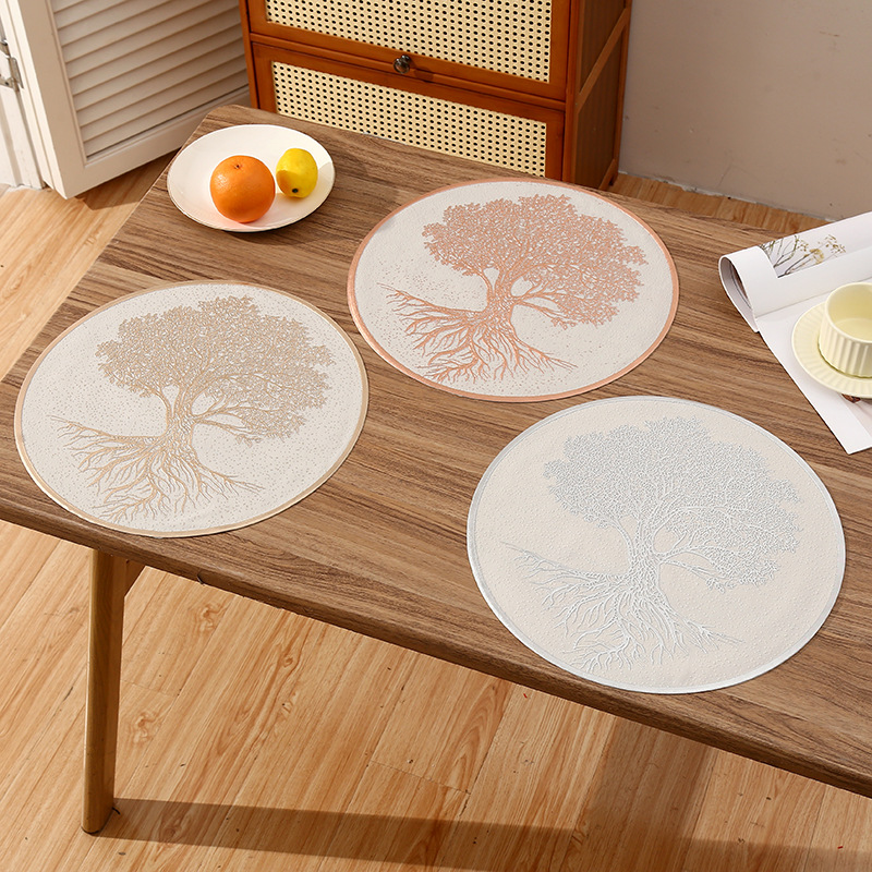 Mantel de PVC redondo francés transfronterizo, cojín de aislamiento térmico de café, cojín de aislamiento térmico de restaurante de lujo ligero, mantel occidental avanzado a prueba de escaldaduras