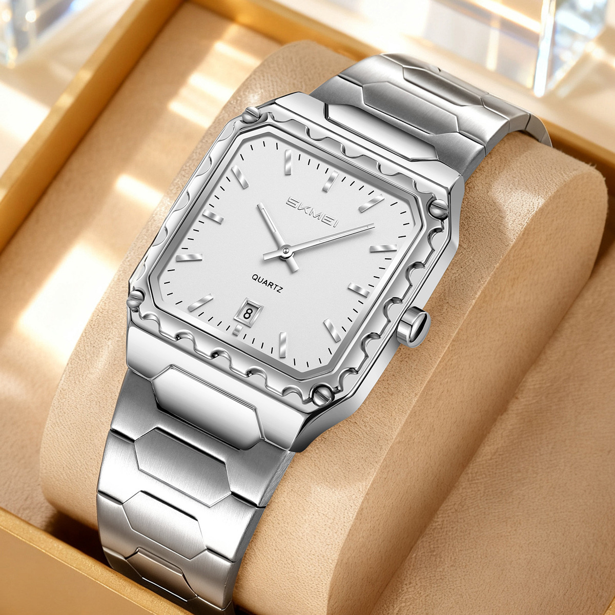 Momento de acero transfronterizo calendario de hombres relojes de cuarzo impermeable de negocios relojes punteros relojes de pulsera fábrica al por mayor