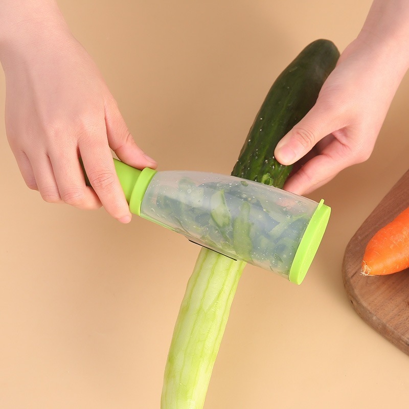 Aufbewahrungsbehälter Sparschäler mit Spritzschutz für Obst und Gemüse, multifunktionaler Gemüseschäler mit Behälter, praktischer Küchenhelfer