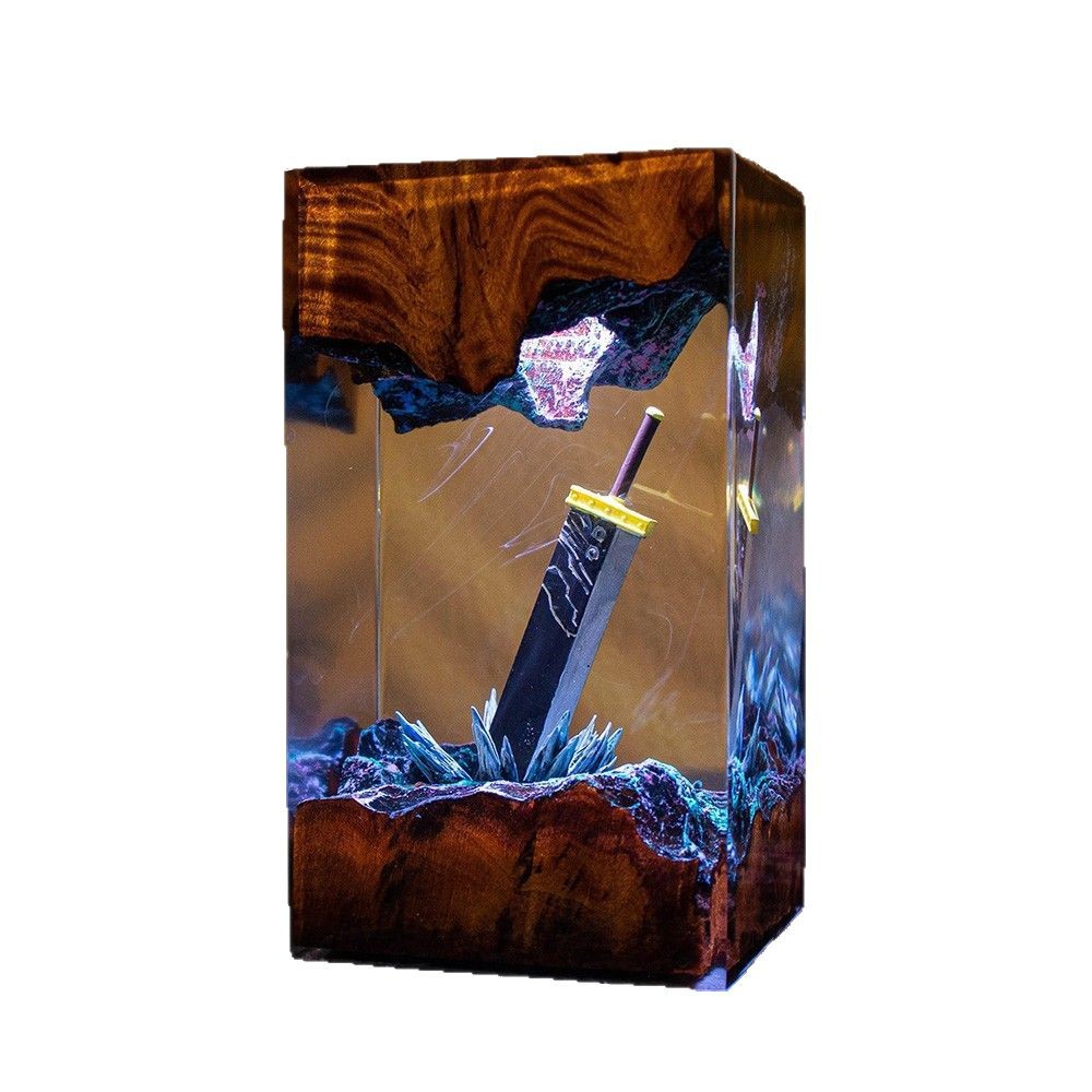 Magic Series Sword of Destrucción Resina de alta transparencia Luz de arte epoxi Animación Regalos navideños Adornos de escritorio creativos