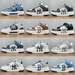 Putian New mlb Velcro Thick Bottom Vintage Printed Men's and Women's Middle Helping Senior Shoes Heightened Dad Casual Shoes