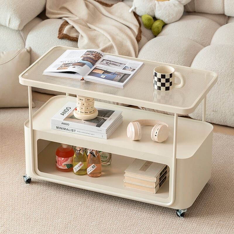 Sofa Side Table, Side Cabinet, Movable Coffee Table, Living Room Trolley, Bedside Storage Rack, Side Storage Table for Snacks