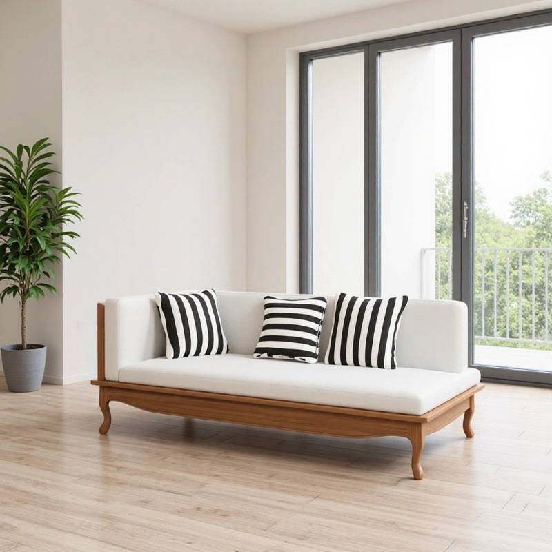 Factory Direct Sales of Burmese Teak Sofa Furniture for Villas and Hotels, Artistic High-End Mortise and Tenon Vintage Three-Seater Sofa Chair