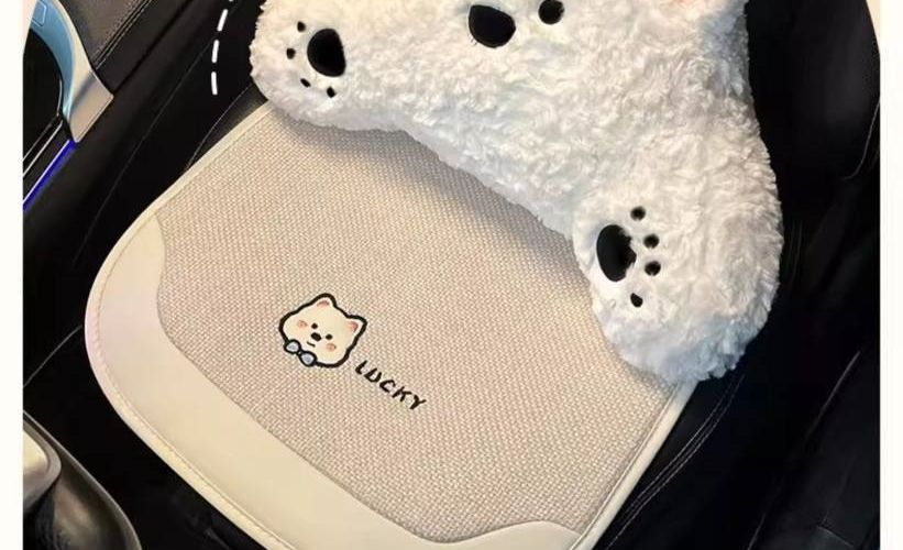 Interior 2026 Asian linen car seat cushion, suitable for all seasons, breathable, high-quality car seat pad, new cartoon cute design