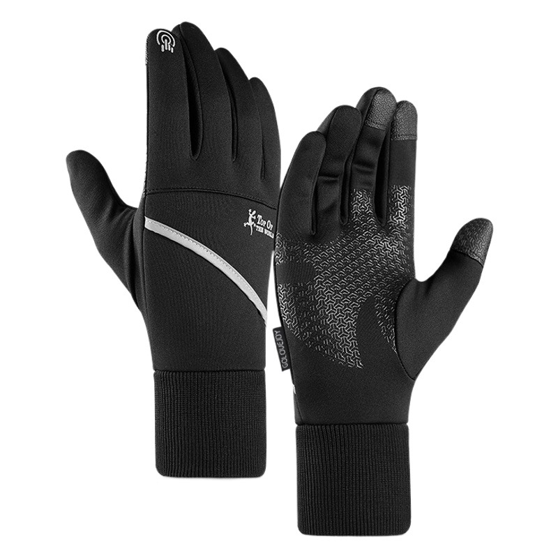 Guantes de pantalla táctil de otoño e invierno para hombre ciclismo al aire libre forrado de lana gruesa cálida a prueba de viento a prueba de frío conveniente antideslizante guantes calientes