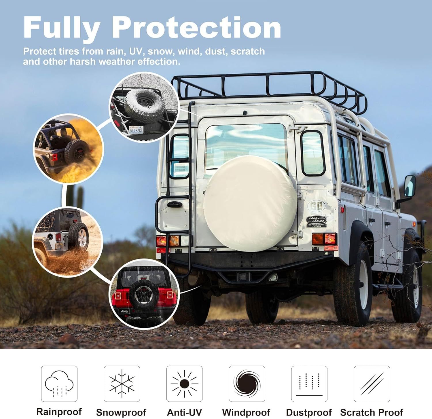 For RV Tire Cover Black Spare Tire Cover PVC Leather White Wheel Tire Cover Tire Protective Cover