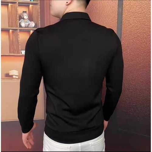 New Autumn Men's High-Quality Long-Sleeve Polo Shirt with Stand Collar, Lightweight Luxury Business Casual Versatile Stylish Minimalist Harajuku Top