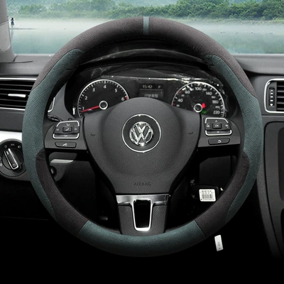 Steering wheel cover — Lavida Polo Sagitar Bora - exclusively-for-the-public-round-grey-green-ultra-thin-suede-model-volkswagen-cc