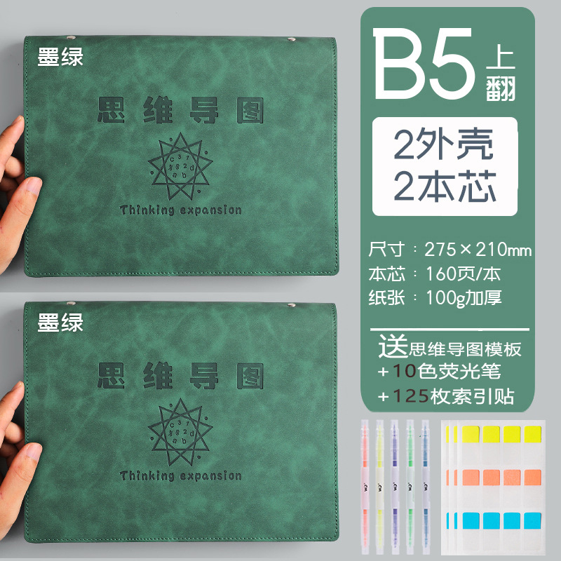 Mapa de la mente cuaderno a4B5 cuaderno de hojas sueltas desmontable estudiante simple examen de ingreso de posgrado Aprendizaje de cuero suave en stock al por mayor