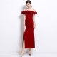 Strapless Toast Dress Bride's New wine red Entry Luxury Niche French Wedding Engagement Elegant Dinner Dress for Women
