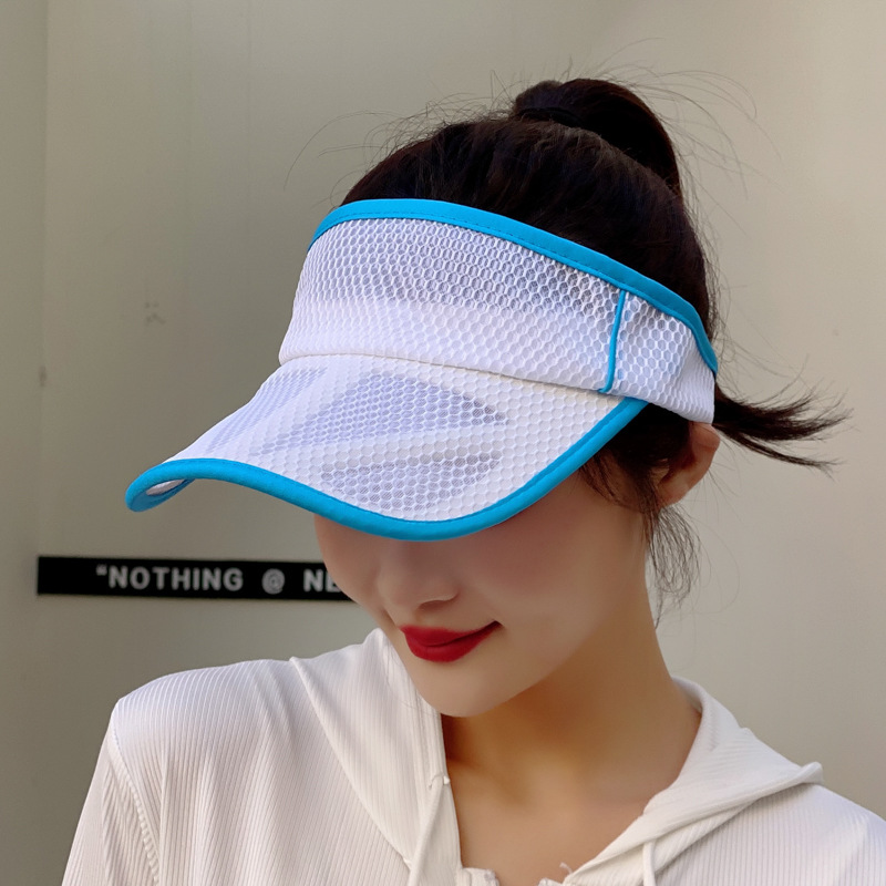 Hat women in summer, quick drying mesh extended brim, empty top outdoor solid color hat, casual sun hat for men_voghion.com