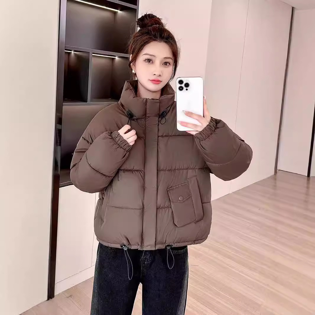 Ropa de algodón para mujeres 2024 invierno nueva ropa de algodón coreana collar corto suelto chaqueta de pan pequeño moda