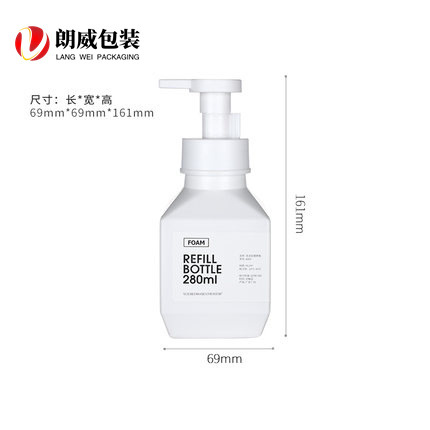 HDPE botella de espuma cuadrada desinfectante de manos botella de gel de ducha botella cosmética botella de espuma de limpieza