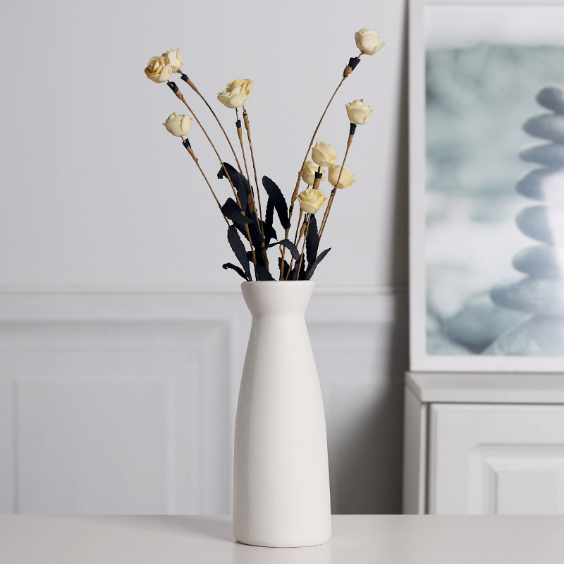 vasijas de cerámica blanca escritorio decoración de sala de estar flor seca vasijas de crema premium en el hogar
