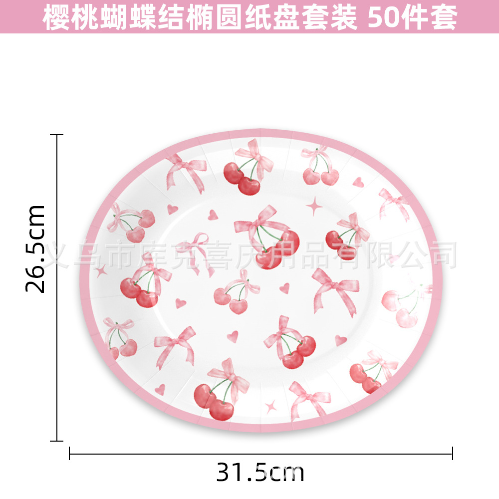 50pcs cereza lazo disco ovalado dos