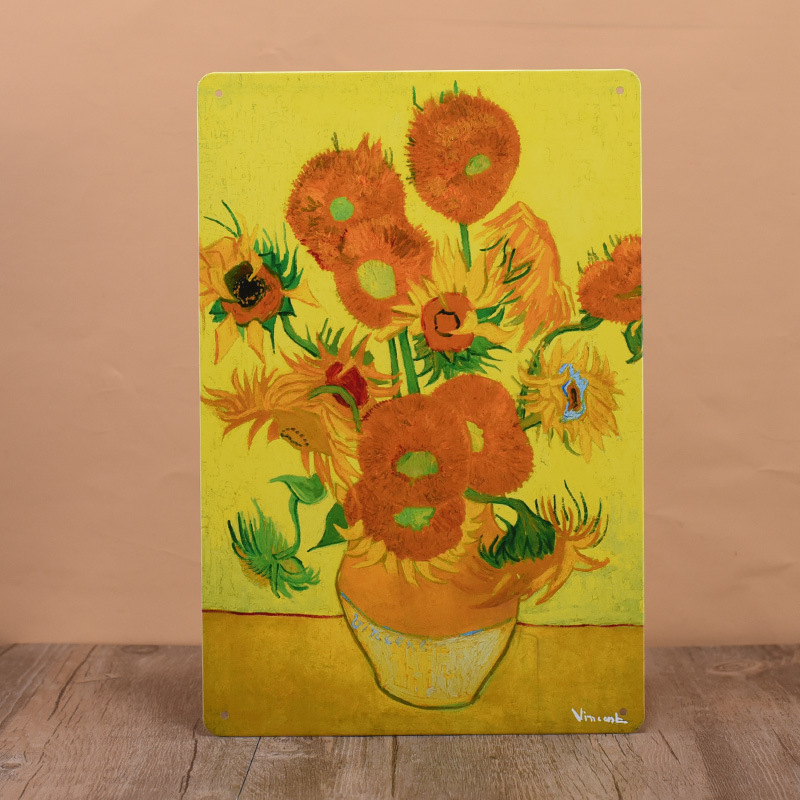 Pintura de hojalata pastoral Flor antigua retro Arte de hierro Pintura colgante pequeña Jardín al aire libre Balcón Decoración de pared Colgante transfronterizo