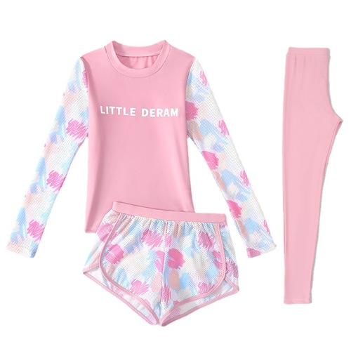 Children's swimsuit girls summer small, medium and large girls  new sun protection swimsuit split long-sleeved long pants swimsuit