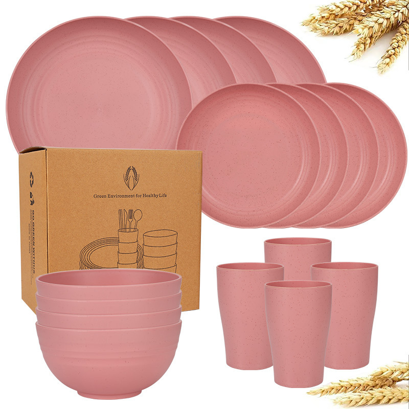 핑크 16종 세트 (23cm 접시 + 20cm 접시 + 작은 허리컵 + 그릇)