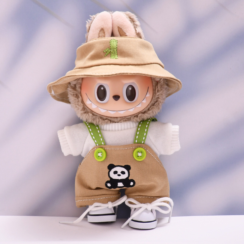 仅娃衣】一二三代挂件labubu衣服竹叶熊猫背带裤套装拉布布娃衣着|undefined