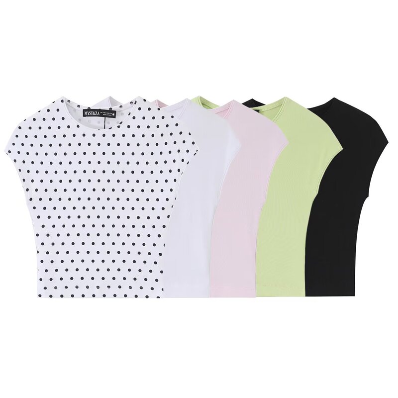 MYST&ZA Summer New Women's Fashion American Style Top Round Neck Slim Fit Short Sleeve T-Shirt 3641305 MYST&ZA Summer New Women's Fashion American Style Top Round Neck Slim Fit Short Sleeve T-Shirt 3641305