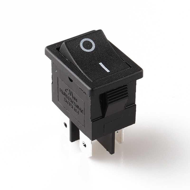 实力厂家供应翘板开关KCD1-201船型开关 电源船型开关4脚无灯黑