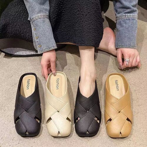 Summer Lazy Half-Open Women's Fashionable Flat-Heel Roman Sandals | Women's Outdoor Mules