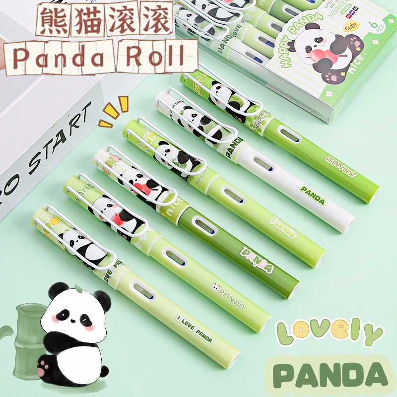 Новый 8859 Panda Box Pen Cartoon Cute Panda Gangbang Student Practice Special Replaceable Ink Bag Wholesale