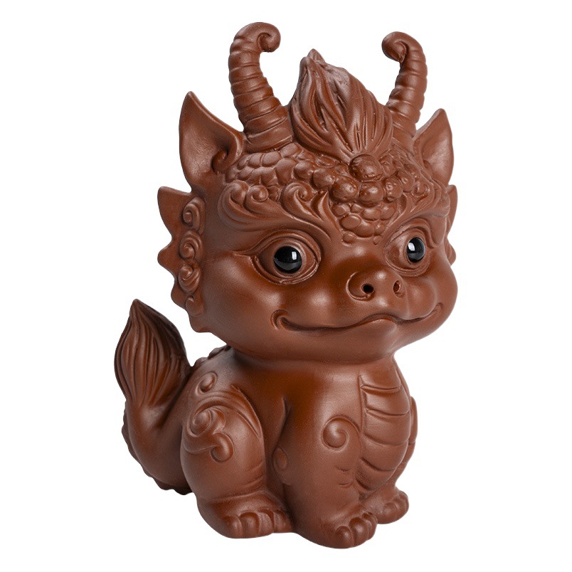 Mascota de té de arena púrpura, doce adornos de la fortuna del dragón del zodiaco, arena púrpura, arena verde, primavera, puede criar, juego de té fino, mesa de té, mascota de té personalizada