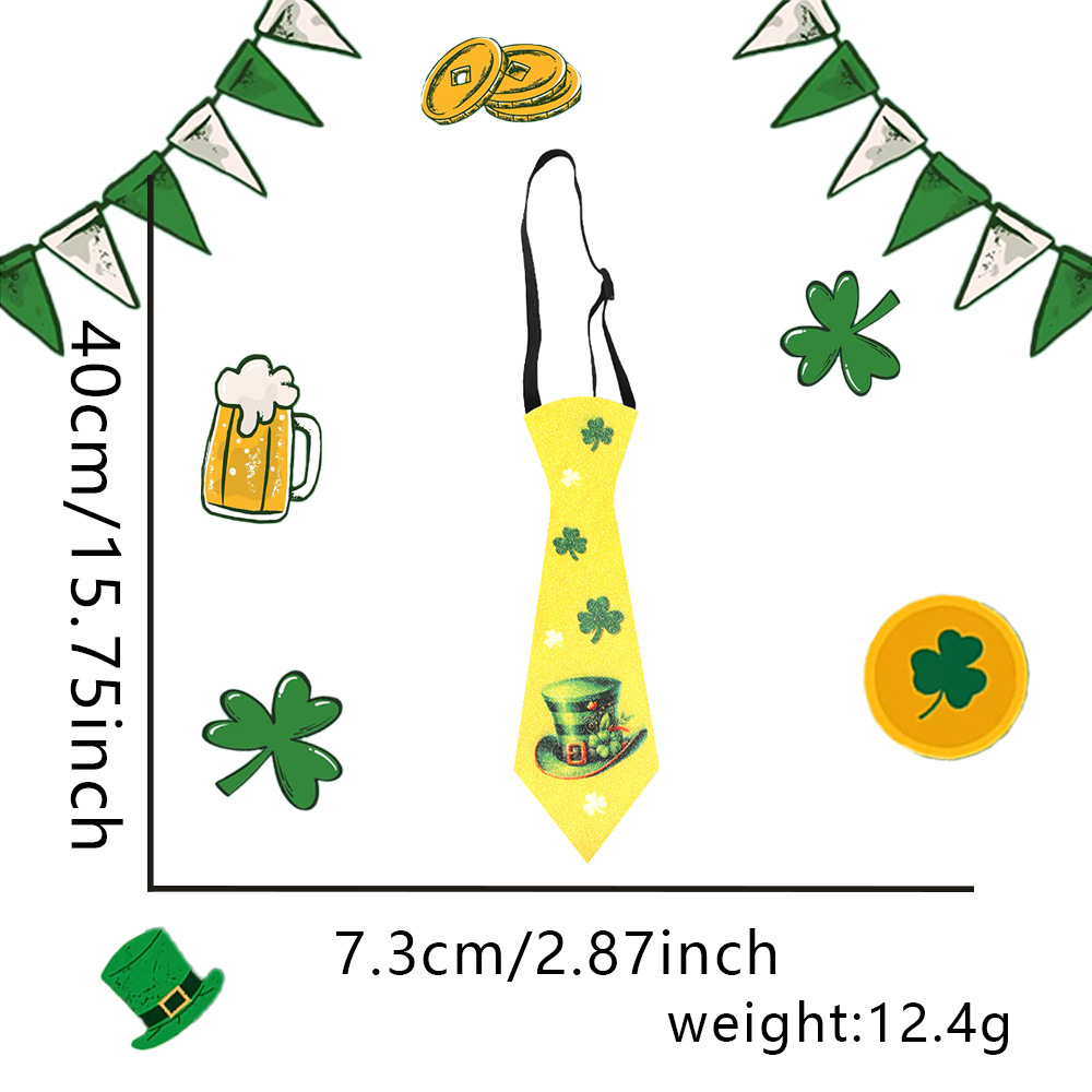 Día de San Patricio de los niños irlandeses corbata de trébol decoración de la fiesta de dibujos animados perezoso corbata sin nudos