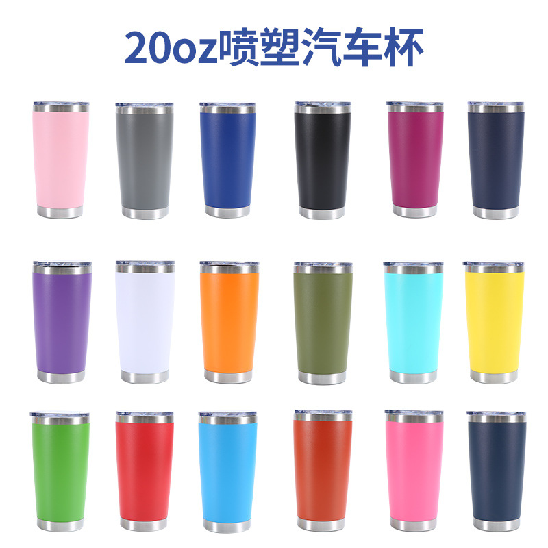 Amazon transfronteriza al por mayor 20oz plástico spray coche taza aislamiento térmico frío calentador de hielo Copa coche 304 Acero inoxidable doble capa