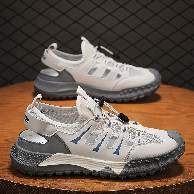 Summer New Cross-Border Fashion Mesh Breathable Men's Casual Shoes Slip-On Soft Sole Sports Casual Sandals Men's Shoes