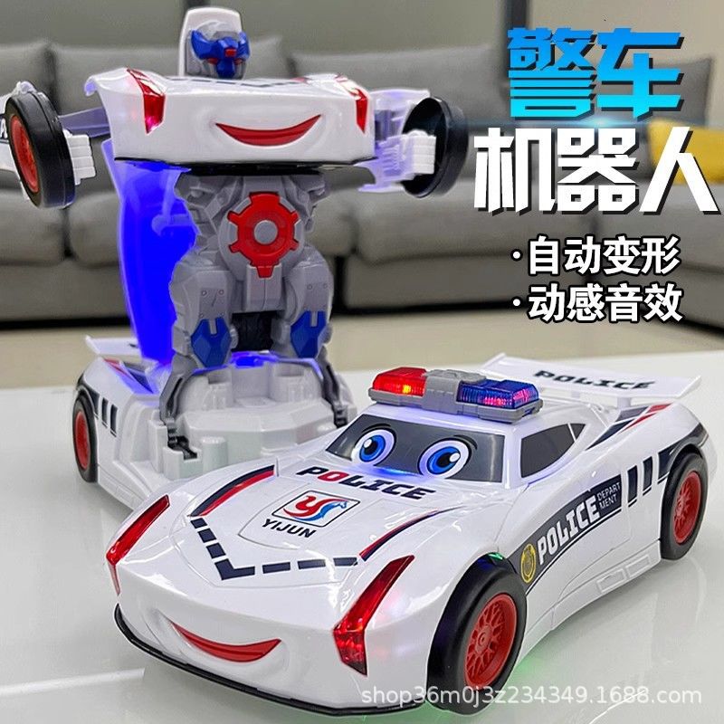 Transfronterizo niños deformación coche robot juguete niño eléctrico dibujos animados música coche iluminación universal al por mayor