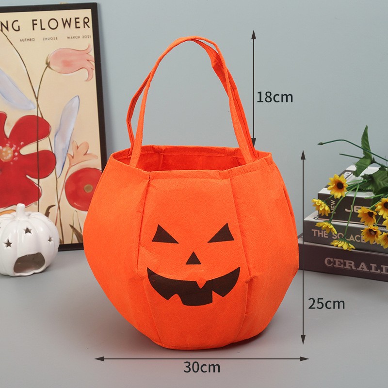 Bolsa de Dulces de Calabaza de Halloween de Tela Portátil para Niños