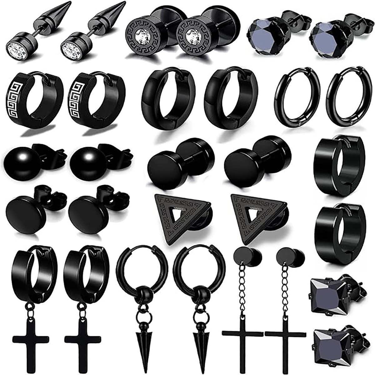 Fashionable black women's earrings stainless steel