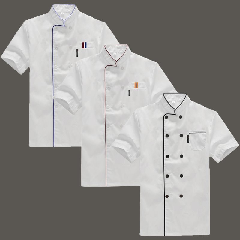 シェフ服キッチンベーキングホテル食堂レストランシェフ作業服半袖通気性薄い白い長袖|undefined